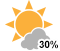 A mix of sun and cloud. Risk of thunderstorms (30%)