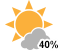 A mix of sun and cloud. Risk of thunderstorms (40%)