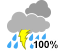 Rain at times heavy. Risk of thunderstorms (100%)