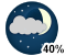 Partly cloudy. Risk of thunderstorms (40%)